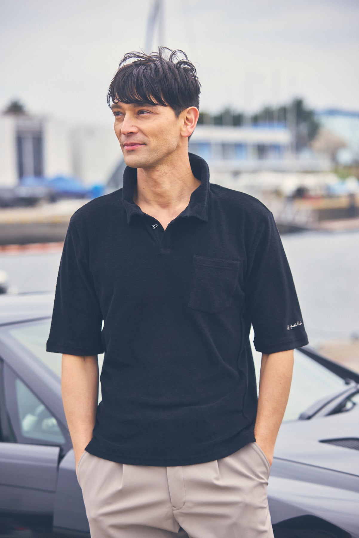 STAND COLLAR PILE POLO