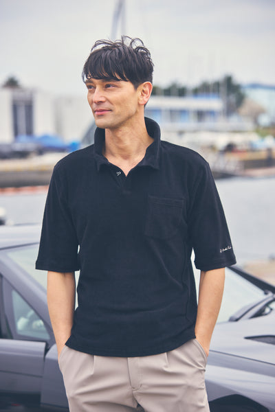 STAND COLLAR PILE POLO