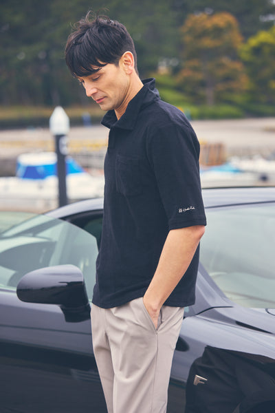 STAND COLLAR PILE POLO
