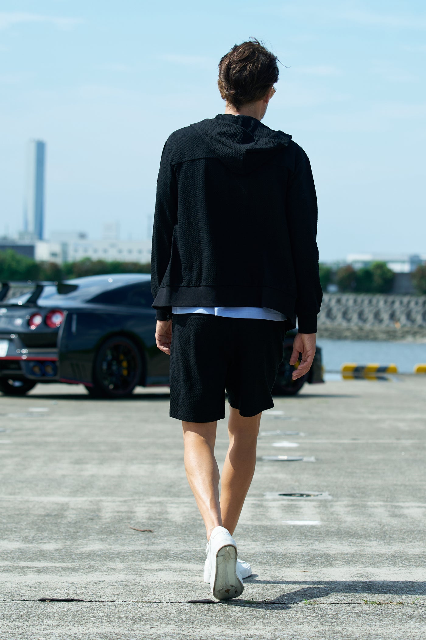 BUMPY LIGHT HOODIE|凹凸編み地・ジッパーポケット付・セットアップ対応|ドライブ・冷え対策・ユニセックス ...